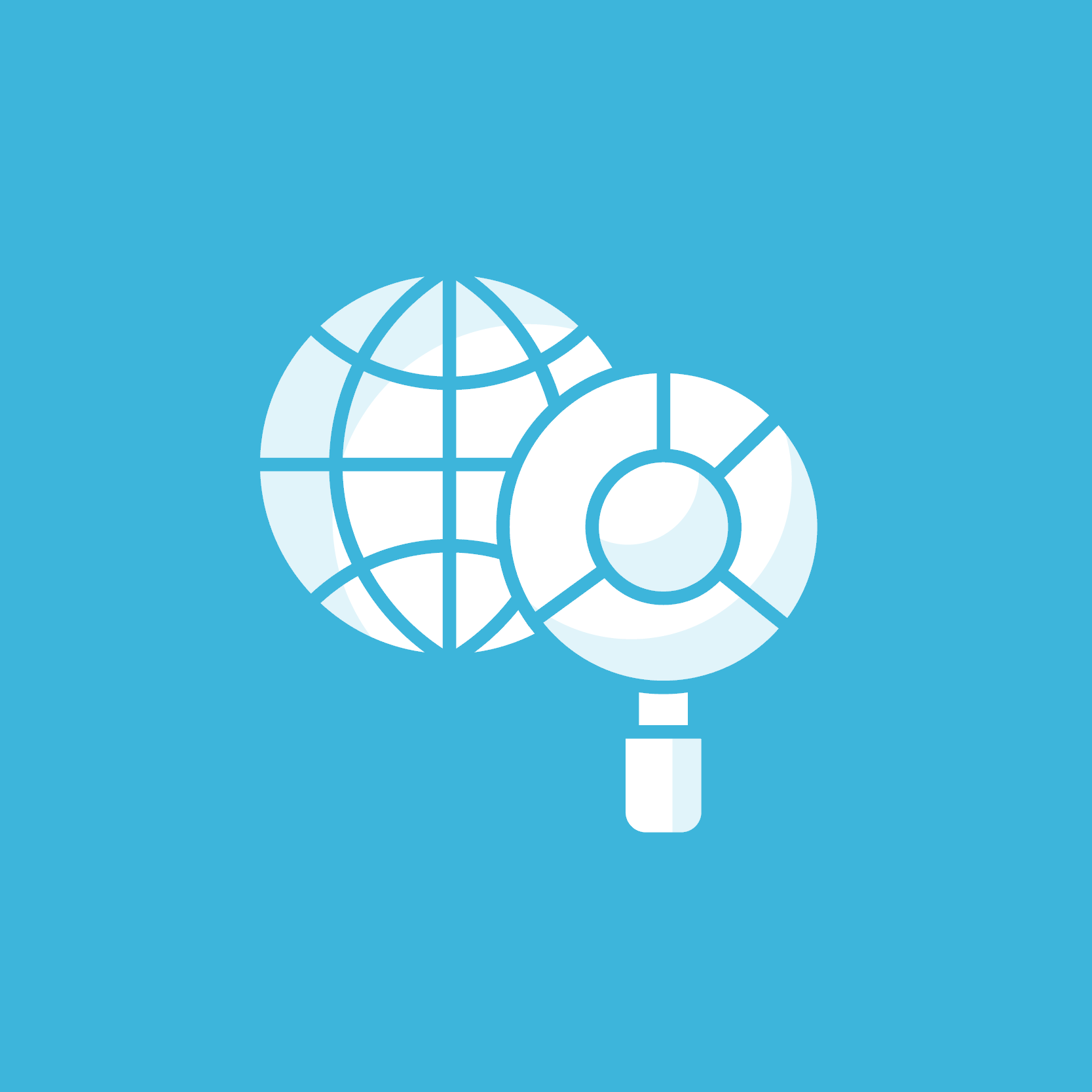 Image of a glob and a magnifier glass icon
