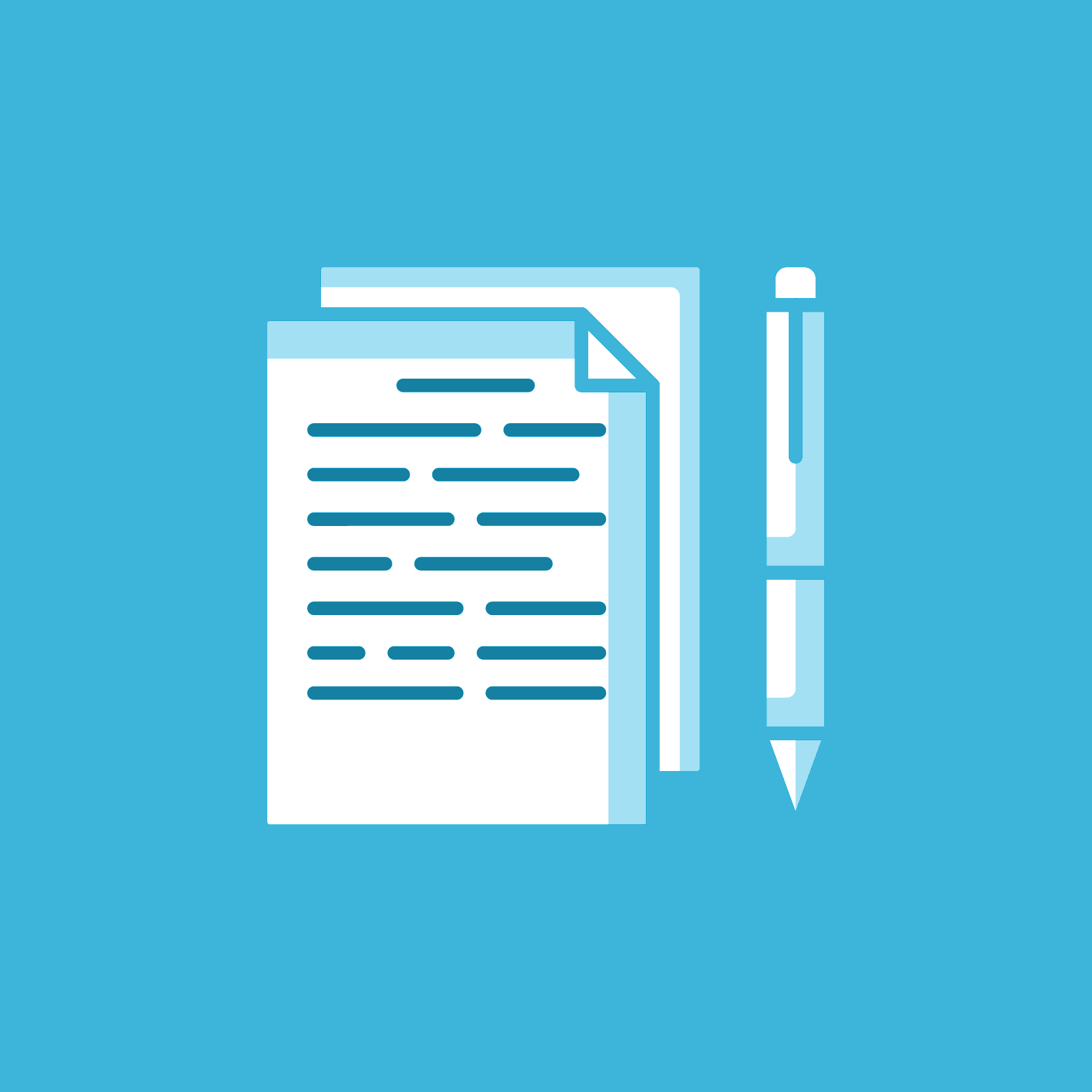 Image of a filled paper and a pen icon